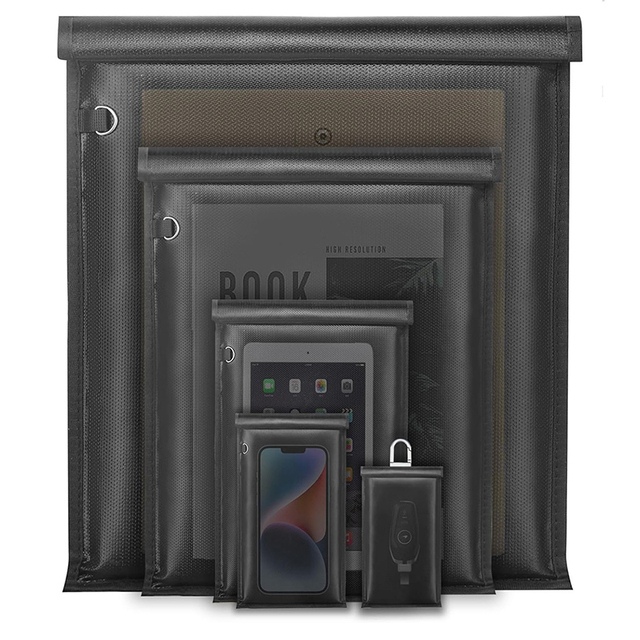 5 Sizes Faraday Bag Fireproof Waterproof EMF RFID GPS WiFi Signal Blocker Pouch, Signal Blocking Security Faraday Pouch