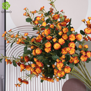 Fleur en soie QIHAO Annie Little Rose, blanc, rose, jaune, champagne, orange, rouge, pour mariage et décoration intérieure, haute simulation - Product Image 2