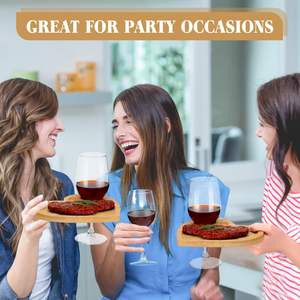 <span class=keywords><strong>Mini</strong></span> assiettes à apéritif en bois JQ Ensemble de verre à vin et planche à charcuterie de luxe avec sous-verre - Product Image 4