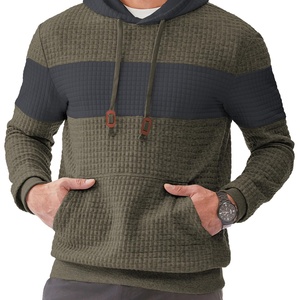 Sudadera con capucha extragrande bordada para hombre, ligera, de tejido gofrado, informal, de manga larga, con cordón, bloques de color, jersey de punto, Kanga - Product Image 4