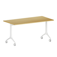 Table de formation mobile avec surface pliable et roulettes verrouillables, bureau de séminaire pliable en bois pour salle de conférence, approvisionnement en gros