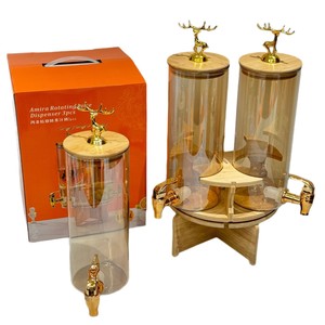 Lot de 3 Distributeurs de Boissons Rotatifs <span class=keywords><strong>en</strong></span> <span class=keywords><strong>Verre</strong></span> <span class=keywords><strong>avec</strong></span> <span class=keywords><strong>Robinet</strong></span>, Transparent, Résistant à la Chaleur et au Froid, Idéal pour Jus et Boissons - Product Image 1
