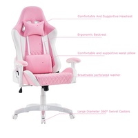 Accoudoir 3D rose de course chaise de jeu vidéo hauteur réglable pivotant ergonomique avec PU bureau exécutif adultes utilisation bureau à domicile