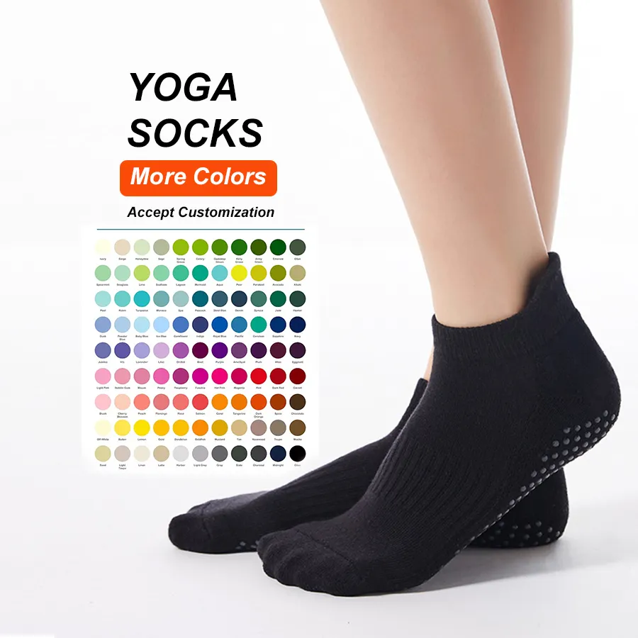 Calcetines de goma personalizados para yoga y baile, Calcetines antideslizantes para trampolín y pilates con logotipo