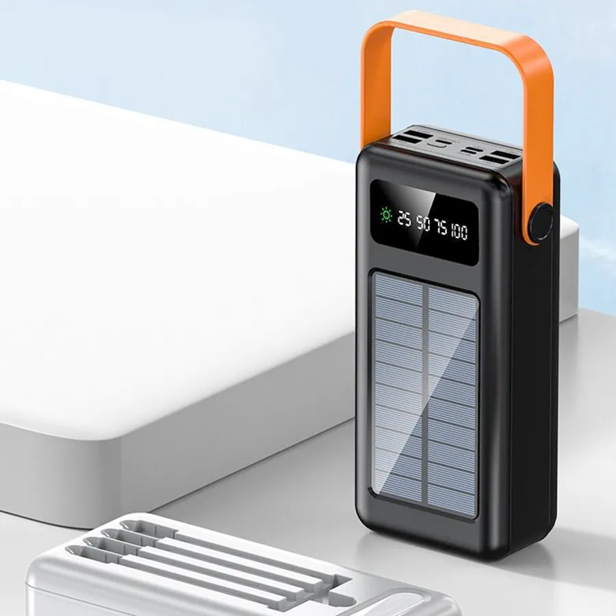 Портативная Солнечная зарядка сокровище 40000 мАч супер емкость линии совместного использования мобильный Кемпинг Power Bank со светодиодным фонариком