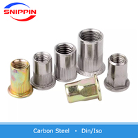 M3 M4 M5 M6 M8 M10 M12Stainless Steel baja karbon kepala datar mur paku keling kepala datar mur paku keling Hex mur keling ujung terbuka