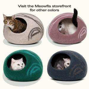 Enclos pour chat en feutre de laine fait main, motifs coucher de soleil personnalisables, un abri intérieur douillet, fabriqué en laine mérinos écologique - Product Image 6