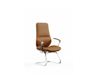 Chaise de visiteur à dossier haut en cuir PU avec base cantilever incurvée et accoudoirs rembourrés pour mobilier de réception et de conférence
