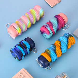 ขวดน้ำแบบพับเก็บได้ทำจากซิลิโคนทำจากฟางแบบพกพาขนาด500มล. สำหรับเดินทางกลางแจ้ง - Product Image 3