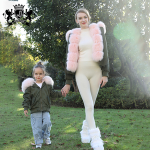 Cappotti con cappuccio in <span class=keywords><strong>pelliccia</strong></span> invernale da <span class=keywords><strong>bambina</strong></span> vestiti caldi Bomber antivento invernale per mamma e bambini - Product Image 6