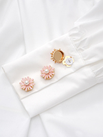 Vente directe usine – Cache-boutons métalliques en forme de fleur de 23 mm, multicolores, à clipser sur chemise, cardigan, ou comme boutons de manchette détachables