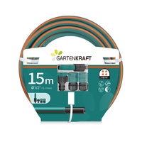 Tuyau d'arrosage de jardin en PVC renforcé GH-15, 15 m, 1/2 pouce, flexible, pour l'irrigation des pelouses, pour l'arrosage extérieur domestique