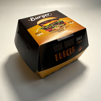 Boîtes carrées jetables écologiques pour frites, pliables en papier, personnalisées pour poulet et burgers, avec pelliculage brillant, pour la restauration rapide
