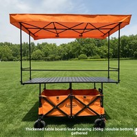 Chariot pliable avec table et auvent amovibles pour le camping, les marchés, la plage, les pique-niques, les sorties en plein air, robuste et résistant
