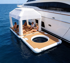 Île flottante gonflable commerciale Drop-Stitch avec pont en EVA, transat de <span class=keywords><strong>piscine</strong></span> pour vacances en mer et en lac - Product Image 1