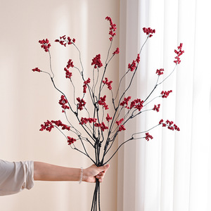 Branches artificielles de baies rouges pour décorations de Noël, ornements artisanaux en fil de mousse - Product Image 3