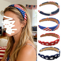 Serre-têtes patriotiques drapeau américain en gros pour le 4 juillet, accessoires de cheveux pour la fête de l'Indépendance, serre-têtes torsadés étoiles et rayures pour cadeaux
