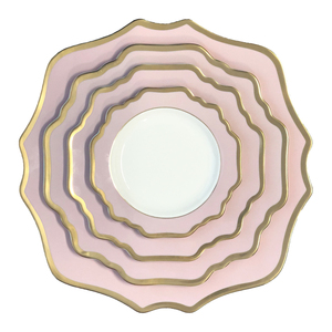 Venta al por mayor color de <span class=keywords><strong>rosa</strong></span> y oro borde plateado de cerámica de cena de juegos de vajilla de porcelana - Product Image 1