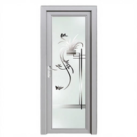 Porte battante moderne en alliage d'aluminium à double vitrage pour appartement, design contemporain, finition soignée