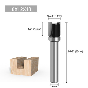 <span class=keywords><strong>Fraise</strong></span> droite de 8 mm à queue en carbure, à coupe ascendante, à 1 dent, avec roulement, pour le travail du bois, le fraisage de copie et le rainurage - Product Image 6