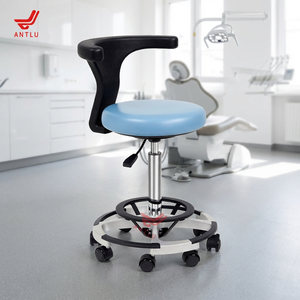 Silla <span class=keywords><strong>de</strong></span> Hospital Redonda Azul AntluPlus, Silla Dental con Reposapiés Ajustable para Clínica Profesional - Product Image 6