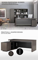 Bureau de direction en L de 2m avec armoire latérale de rangement Table de bureau moderne pour directeur de Offre Spéciale