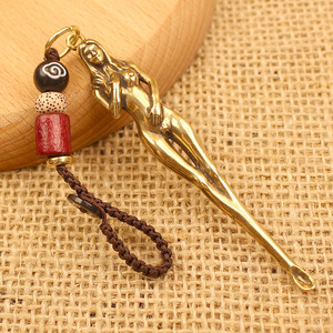 Sidaoyuan laiton déesse oreille cuillère voiture porte-clés pendentifs suspendus ornements pour hommes et femmes général Vintage cadeau Manufa - Product Image 2