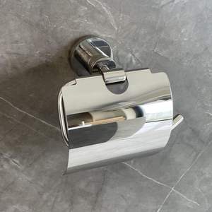 Porte-papier toilette en acier inoxydable 304 poli avec étagère - Porte-rouleau de papier toilette en métal mural et plateau de rangement pour téléphone - Product Image 2