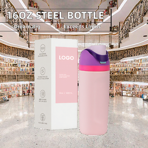 Botella de Agua Aislada al Vacío de Acero Inoxidable de Doble Pared, Portátil, Ecológica, de 16 oz, con Aislamiento Térmico de 6 a 12 Horas, Superventas - Product Image 2