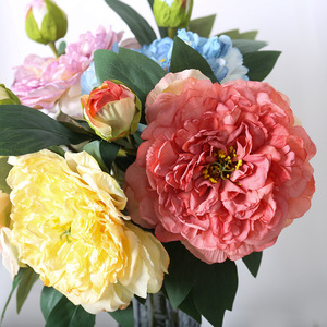 Bouquet de pivoines artificielles en plastique et soie, style nordique, décoration de mariage et de maison - Product Image 4