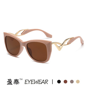 แว่นกันแดดทรงแคทอาย ยี่ห้อ Yingtai สีน้ำตาล กรอบพลาสติกผสมโลหะ ป้องกันรังสียูวี 400 แฟชั่นสำหรับผู้หญิง สไตล์สตรีท - Product Image 4