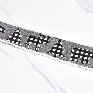 ริบบิ้นขอบรูปต้นคริสต์มาสยาว6ซม. 300หลาลายกวางและต้นคริสต์มาสเลียนแบบผ้าลินินเหมือนเคราสีแดง - Product Image 4