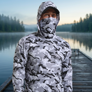 Men's Camouflage Fishing Hoodie UPF 50 Anti-UV <b>Long</b> <b>Sleeve</b> Pullover <b>Shirt</b> Outdoor Wear - Product Image 3