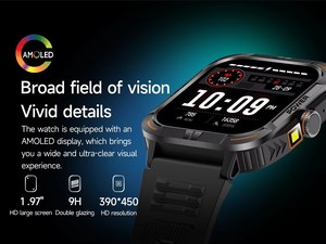 Smartwatch Outdoor ZW69 con Schermo AMOLED Touch da 1,97 Pollici per Chiamate, Sveglia, Funzioni Sportive, Forma Quadrata, Android, Magnetico - Product Image 6