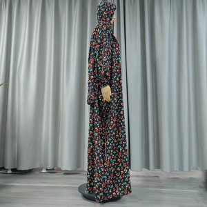 Nouvelle Abaya Longue en Tissu Rayonne Coton Imprimé Floral OEM, Robe Musulmane Modeste avec Voile, Kaftan Femme, Vêtement Jilbab de Dubaï - Product Image 3
