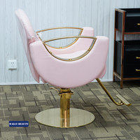Wallybeauty – chaise de Salon de coiffure moderne, couleur rose, Base en or, pour Salon de beauté