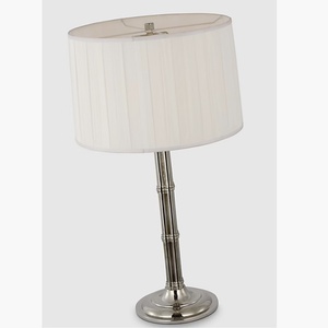 Transitional Silver Column Table <b>Lamp</b> Classic Vertical Stripe <b>Shade</b> Table <b>Lamp</b> for Villa Entryway Hotel Interior Lighting - Product Image 4