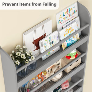 Wall Mounted Modern Durable Bookshelf Engineered Wood 4 <strong>Shelves</strong> Gently Curved <strong>Edges</strong> Toys Organizer Storage Kids <strong>Living</strong> Furniture - Product Image 5