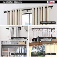 Supports de tringle à rideaux ARODDY Premium en métal noir, lot de 2, supports muraux réglables