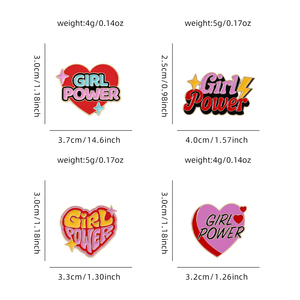 Badges en émail Girl Power, forme cœur, épingles de revers en émail souple, design féministe pour sacs à dos, vêtements, chapeaux, étiquettes, épingles en émail personnalisées - Product Image 3