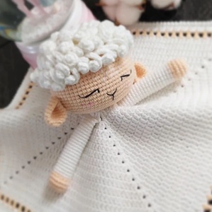100% coton blanc mignon agneau bébé couette tricot à la main Animal bébé couverture Crochet enfants coton <span class=keywords><strong>mouton</strong></span> couette - Product Image 3