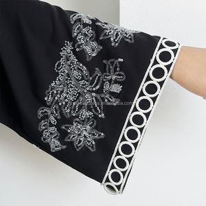 Abaya Negra con Cuentas, Diseño Habib 2026, Venta al por Mayor en Dubái, Abaya Abierta de Lujo de Alta Calidad con Bordado, Ropa Islámica - Product Image 5