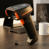 Lecteur de codes-barres portable sans fil HENEX OEM 2.4g WIFI 1D 2D QR, scanner de codes-barres manuel sans fil pour entrepôt, USB COM en stock