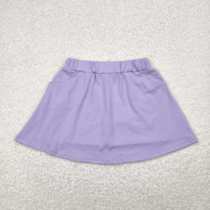 Ventes en gros de jupes-culottes décontractées d'été pour petites filles, jupes-culottes en coton de couleur unie avec poche - Product Image 5