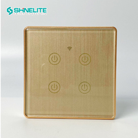 Shinelite 2 ans de garantie panneau en verre trempé à cadre doré interrupteur tactile avec fil neutre