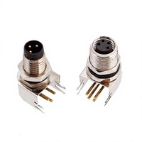 Connecteur M12 à montage sur circuit imprimé, corps circulaire, fiche droite, fixation par écrou, terminal à souder codé pour achat en gros
