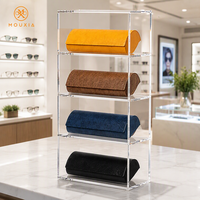 Étui à lunettes en cuir PU rétro fait main, étui à lunettes portable à coque semi-rigide, haute qualité avec logo personnalisé