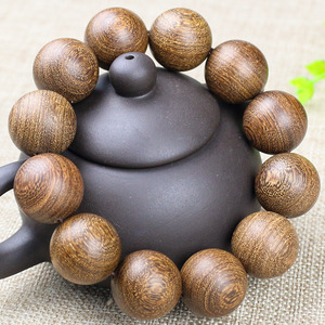 Golden Sandalwood <b>Bracelet</b> 20mm High Density Beads Sinking Old Wood Buddhist Prayer Beads Unisex Religious Jewelry Collectible - Product Image 1