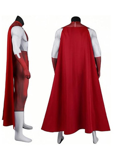 ชุดบอดี้สูทโพลีเอสเตอร์สำหรับผู้ชายลาย Meshin Omni-Man พร้อมผ้าคลุมสีแดง สำหรับคอสเพลย์ในวันฮาโลวีน แรงบันดาลใจจากทีวีและภาพยนตร์ มีสินค้าพร้อมส่ง - Product Image 3