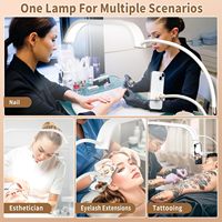 Lampe demi-lune en diamant à intensité variable avec support de téléphone, roues, accessoire en plastique flexible pour les techniciens en ongles, les artistes de beauté et de tatouage